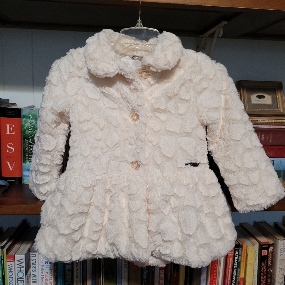 Calvin Klein Cream Faux Fur Girls Jacket